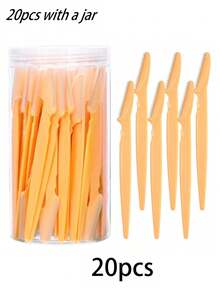 40/20件套咖啡色眉毛修剪器和剃须刀套装,眉毛修剪器和剃须刀,去角质和脱毛工具,身体脱毛修剪器和面部及眉毛剃须刀套装,长柄刀片配有精密保护盖,适合女性旅行时修眉,赠品,旅行,平价好物,旅行必备 - 黃色 - 查看 11