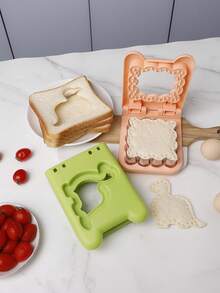 1 Stück quadratischer Blumen-Rand Edelstahl Sandwich Ausstecher Form, Dinosaurier-Rand Brot Ausstecher Form, Heim-DIY Backwerkzeug Toaster Clip, Brot Formgebungsform, praktisch, langanhaltend und einfach zu reinigen, geeignet zum Backen von Gebäck - Verschiedenfarbig - Übersicht 8