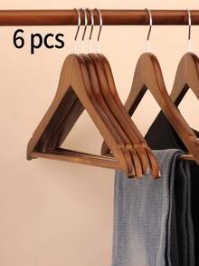 Percha de ropa de madera, tamaño adulto, con ranuras antideslizantes y gancho giratorio 360°, adecuada para camisas, chaquetas, suéteres, pantalones y otras prendas, color natural de la madera - Multicolor - Ver 17