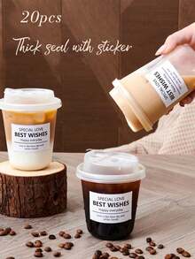 10pcs/Set Thick PET Coffee Cups, Insulated Plastic Cups With Lids, Leak-Proof Design, Heat-Resistant And Spill-Proof, Flip-Top Drinking, Ideal For Coffee Lovers, Also Suitable For Milk Tea, Coffee, Juice And Other Beverages. Great For Takeout From Beverage Shops Or Homemade Drinks. Stylish And Practical (Stickers Included As A Free Gift). - Multicolor - View 14