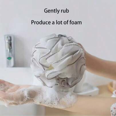 1pc Shower Loofah, Soft PE Shower Scrub Sponge With Pearl, Bubble Bath Towel, Shower Loofah, Shower Loofah That Won't Fall Apart, Ombre Shower Puff, Lathering Exfoliating Washcloth, Frilled Bath Puff, Rich Lathering & Hanging Shower Puff, Comfortable Soft Foaming Net, Bathing Accessories, Bathroom Accessories