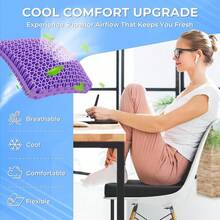 Gel Seat Cushion For Long Sitting, Enlarged & Thickened Patent Design, Breathable Cooling For Office Chair, Soft Car Seat Cushion For Wheelchair (X-Large, Black) - 黑色 - 查看 3
