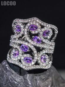 1pc Exquisite Cubic Zirconia Ring, Suitable For Women, Can Be Used As Wedding, Valentine's Day Gift, Jewelry, Gift For Mom, Mother, Mother's Day - 1# - View 6