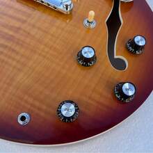 6 Strings Jazz Guitar Guitarra Flame Maple Top Glossy Finished Chrome Hardwares H-H Pickups 24.7" Scale Length 22 Frets Rosewood Fretboard - 彩色 - 查看 5