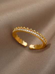 Klassiska Twist Chain Open Rings För Kvinnor Zirkonium Geometrisk Twist Wrapped Parring Bröllop Estetiska Smycken - Gult guld - Visa 8