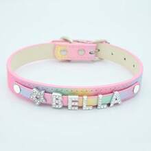 Personalized Dog Collar, PU Leather Small Dog Cat ID Collar With Rhinestone Heart & Star Decor, Suitable For Small/Medium/Large Dogs - Multicolor - View 9
