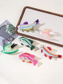 1 件可爱独特的卡通小鱼发夹，女士适用。可爱动物燕子发箍，适合半扎发造型。 - 彩色 - 查看 1