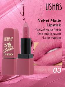 USHAS哑光唇膏，持久防水防汗不粘腻，丝绒哑光质地，高显色度，不拔干，适合所有肤质 - #03 - 查看 1