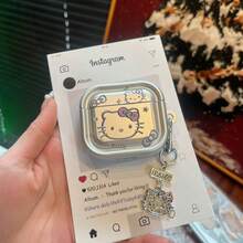 Sanrio 电镀卡通猫咪造型耳机保护套，适用于 Pro 3耳机，兼具保护功能 - 銀色KT貓 - 查看 5