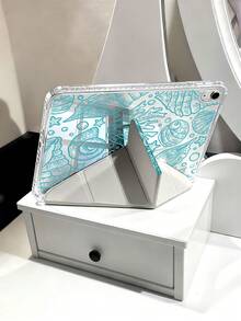 海洋元素，蓝色线条贝壳图案平板电脑保护套，兼容 iPad Air 11 英寸 M3 2025 / M2 2024、iPad Air 第五代 2022、iPad (A16) 11 英寸第十一代 2025、三星 Galaxy Tab、Kindle Paperwhite 第十二代 2024，透明背壳，时尚图案保护套，支持自动休眠和唤醒功能，气囊保护，适合作为礼物和办公用品。 - 彩色 - 查看 7