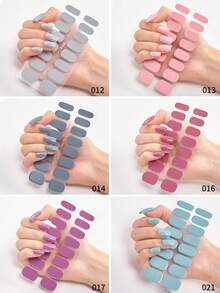 12 Sheets Of Solid Colour 16 Nail Stickers Full Sticker Set Various Single-Colour Adhesive Nail Stickers Self-Adhesive Simple Press-On Nail Nails Nail Supplies - Multicolor - View 4
