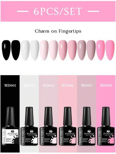 6pcs/Set 8ml Nude Pink Gel Nail Polish Set, Long-Lasting And Durable, Lead-Free, HEMA & TPO-Free, Soak-Off UV Gel Nail Polish For Summer Manicure, DIY Nail Art Design, Suitable For Nail Salons And Home Use