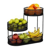 Senmeo 1-Pc Multi-Tier Luxury Metal Fruit Basket - Elegant Design, Living Room/Coffee Table Use, Fruit/Snack Holder, Sturdy - Black - View 11