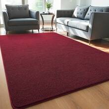 222 Bedroom & Living Room Nordic Dark Red Rug, 4'x6'/6'x9' Faux Cashmere Soft Short Pile | Thickened Memory Foam Non-Slip Dining Area Deco - Burgundy - View 8