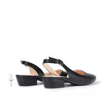 Womens Slingback Kitten Low Block Heels Pumps Closed Pointed Toe  Elegant Comfortable Dressy Pumps Wedding Casual Dress Shoes - 黑色 - 查看 6