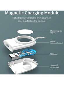 1pc USB Magnetic Charger, Portable Magnetic Wireless Charger, Watch Wireless Charger Adapter, High-Efficiency Fast Charging, Compatible With IWatch Series Ultra/9/8/7/6/SE/SE2/5/4/3/2/1, Plug And Play Magnetic Charging - White - View 7