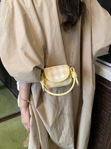 1 chiếc túi đeo vai hai màu dành cho thanh thiếu niên, cầm tay, có 6 màu để lựa chọn, phụ kiện thời trang cho các buổi đi chơi, có thể đựng tai nghe, tiền xu, son môi. - Phiên bản mini - Xem 6