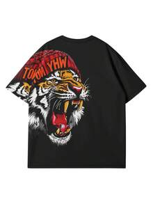 男士时尚虎纹落肩短袖 T 恤 - 彩色 - 查看 3