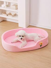 LANGXINGCS 1pc Soft Oval Pet Bed, Flower Decorated Pet Cat Bed, Comfortable Non-Slip Waterproof Oval Pet Nest For Indoor Use Of Medium/Small Pets - Multicolor - View 22
