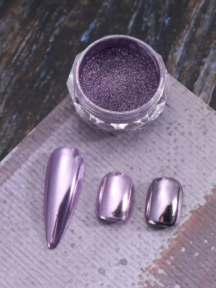 2pcs Purple Mirror Metallic Powder, Purple Matte Metallic DIY Y2K Style Charming Nail Art Powder Decorations - Purple - View 7