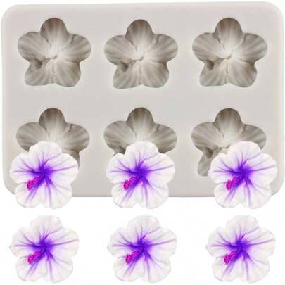 Flower Silicone Mold Hibiscus Flower Candy Molds Cake Decoration Cupcake Topper Fondant Chocolate Gum Paste Polymer Clay