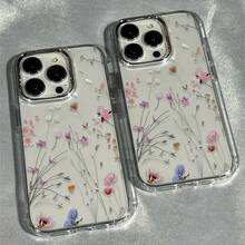 1 chiếc ốp lưng điện thoại trong suốt mạ điện họa tiết hoa tối giản, phù hợp với 16, 15, 14, 13, 12, 11, 17 Pro Max - Nhiều màu - Xem 5