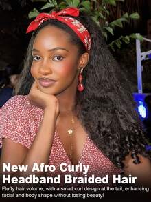 Afro Curly Headband Wig Synthetic Yaki Curly Half Wigs For Black Women Kinky Curly Glueless Wig With Bottom Bouncy Curls Blowout Style Natural Black 24 Inch - Black Brown - View 2