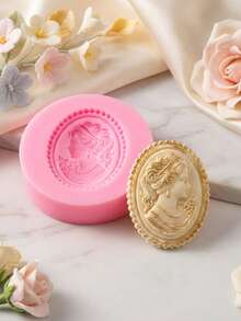 1 pieza/2 piezas Molde de fondant con marco retro, molde de silicona con cabeza de diosa de cabello largo y rosa, para manualidades de chocolate, decoración de pasteles y pudines, proyectos de joyería y arcilla polimérica - Rosa - Ver 7