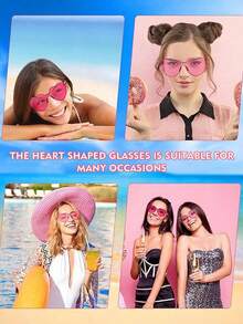 1-10个/包 透明心形派对眼镜，多功能新奇自拍眼镜 - 彩色 - 查看 7