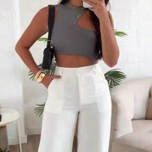 Women's Geometric Bodysuit With Double Lining, Various Colors. Suitable For Everyday Wear, Nights Out, Birthday Parties, And Summer. - Xám - Xem 4