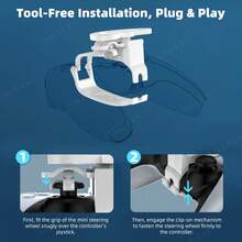 适用于PlayStation 5 Slim的P5控制器赛车游戏手柄迷你方向盘替换配件 - 彩色 - 查看 3