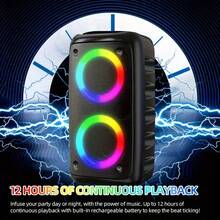 Portable Bluetooth Karaoke Player With 1 Wired Microphone, Supporting TWS/TF/USB/AUX, Large Party PA System With Disco Lights, Suitable For Home, Camping, And Travel Stereo Speakers,USB Charging - Black - View 8