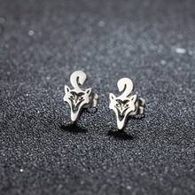 1对时尚不锈钢金色鹿头鹿角耳钉，动物造型耳环，女士简约精致首饰DIY - 黑色 - 查看 1