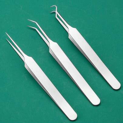 Bộ 3 dụng cụ lấy mụn đầu đen bằng thép không gỉ, dụng cụ tự nặn mụn, dụng cụ lấy mụn cám, nhíp trị mụn, dụng cụ nặn mụn.