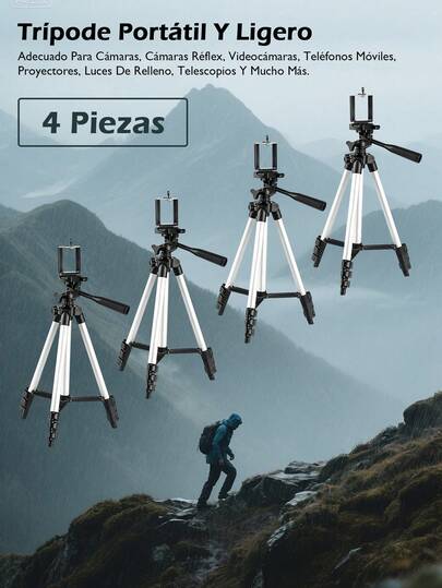 Trípode portátil multifuncional  + soporte para teléfono + bolso de transporte, adecuado para cámara/teléfono inteligente/GoPro