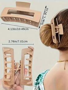 4个简约方形哑光发夹，时尚发爪发卡，女士适用 - 彩色 - 查看 4