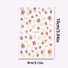 2 Packs/Retro Red Flower Nail Art Stickers, Yellow Stamens, Branches And Leaves With Golden Lines, Suitable For Nude Pink Extension Nails, Manicurist DIY Hand-Painted Nail Art Artifact, Quickly Create A Refined Artistic Sense - Multicolor - View 6