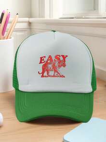 1pc Men's & Women's "Tiger EASY" Printed Baseball Cap Adjustable Design, Lightweight And Comfortable To Wear Ideal For Hiking, Mountaineering, Travel, And Outdoor Sports Unisex Baseball Cap For Men And Women Casual Streetwear Fashion Hat,Beach,Holiday - Multicolor - View 4