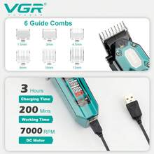 VGR 专业理发器套装，电动理发器套装，数字显示理发器套装，快速充电，超长待机，透明可调节理发器套装 V-600&900 - 彩色 - 查看 4
