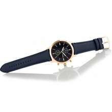 Fossil 男士石英皮革三针腕表，不锈钢表壳/防刮玻璃 FS5436 - 藍色 - 查看 5