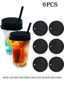 可重复使用的涤纶饮料套,带吸管孔,保护派对饮品,弹性鸡尾酒杯套,无需用电 - 彩色 - 查看 17
