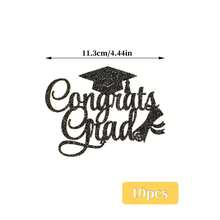 10pcs Glitter Graduation Cake Decorations, Shiny Graduation Cap Food Picks, Suitable For High School & University 2026 Graduation Theme Desserts, Applicable For Graduation Ball Party Supplies - Black - View 5