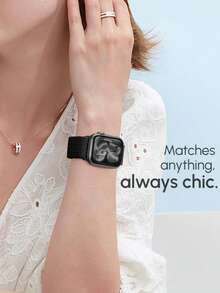 Braided Stretchy Solo Loop Compatible With Apple Watch Band Ultra 49mm 45mm 44mm 46mm 42mm 41mm 40mm 38mm Men Women, Soft Nylon Elastic Braided Wristbands Bands Strap Replacement Compatible With IWatch Ultra 2 3, Series 11/10/9/8/7/6/5/4/3/2/1 SE As A Gift For Students Returning To School - Black - View 7