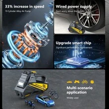 CARSUN New 22-Cylinder Strong Power Handheld 12V Lighting Air Compressor Pump - Yellow - View 9