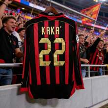 2006-07 AC Milan Home Long-Sleeved Jersey, Number 22, Kaká, Red And Black, Retro Style From The Champions League Final. - 紅色 - 查看 1