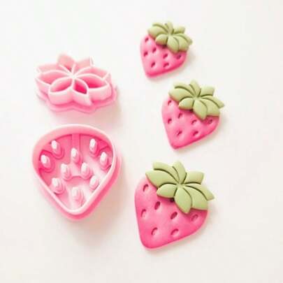 2/8Pcs Multi-Size Kawaii Strawberry Polymer Clay Cutters – Cute Pink Silhouette, Summer & Boho Chic Craft Essentials For DIY Earrings, Modern Jewelry Charms, Decor & Sweet Gifts