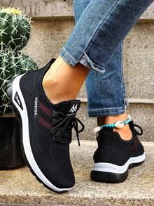 Women's Comfort Slip-On Sneakers - With Arch Support And Skin-Friendly Foam, Breathable Knitted Fabric, All-Day Lightweight Walking Shoes, Non-Slip PVC Sole - Suitable For Nurses, Teachers, Standing And Running Errands, Orthopedic Shoes, Delicate Embossed Design, Exquisite Embroidery, Soft Cushioning, Comfortable For Long Hours Of Standing - 黑色升級版 - 查看 5