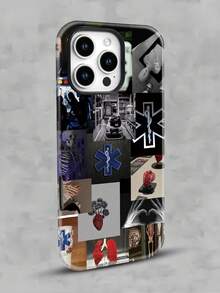 Selected Emergency And Medical Themed Collage Printed All Inclusive Mixed Color Phone Case Suitable For IPhone17PRO MAX/17 AIR/15ProMax/16PROMAX/GalaxyS22/S23/S24/S23 Plus/S24 Ultra/S25/A15/A33/A23  A Must-Have For Daily Commuting - Anti Fading, Immaculate, Holy Mother's Day, Independence Day Gift, Valentine's Day, Birthday Gift For Family And Friends. - White - View 2