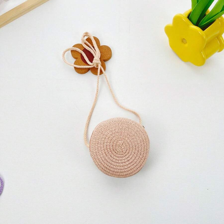 Children's Straw Bag Girls' Mini Crossbody Bag Coin Purse - Pink - View 1