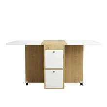 Dining Table Set (With Dining Table, 4 Chairs), Folding Dining Table, 120*80*75cm, Extendable Dining Table, Multifunctional Extendable Dining Table, Dining Chairs, White + Oak - White+Original Wood Color - View 8